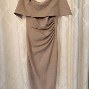 Vince Camuto One Shoulder Taupe Dress
